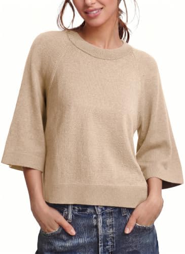 Apricot 3/4 Sleeve Sweaters Fall Knit Tops