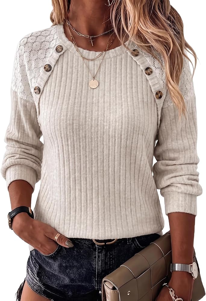 Apricot Sweaters Long Sleeve Shirts Fall Tops, Medium | Early