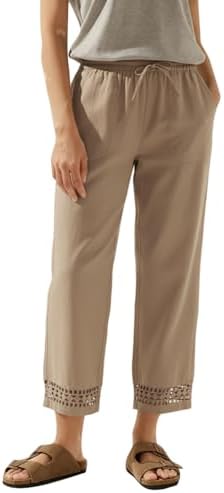 Beige Casual Linen Pants Fall Fashion 2026 Lightweight Drawstring