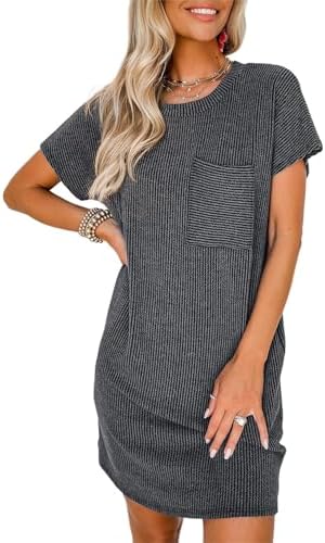 Black Casual Summer Dress 2026 Fashion Crewneck Short Sleeve