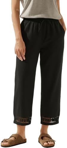 Black Fashion 2026 Casual Linen Pants Lightweight Drawstring
