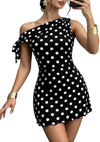 Black One Shoulder Mesh Mini Dress Summer Fashion 2026 Sleeveless