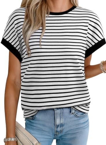 Black Striped Shirt Summer Short Sleeve Tops