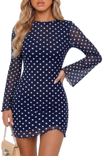 Blue and White Polka Dot Y2K Dress