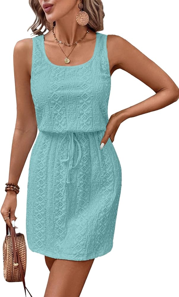 Blue Beach Dresses for 2026 Vacation Spring Summer Hollow Out