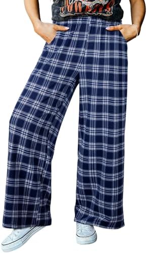 Blue Casual Checkered Pants 2026 Spring Summer Lightweight