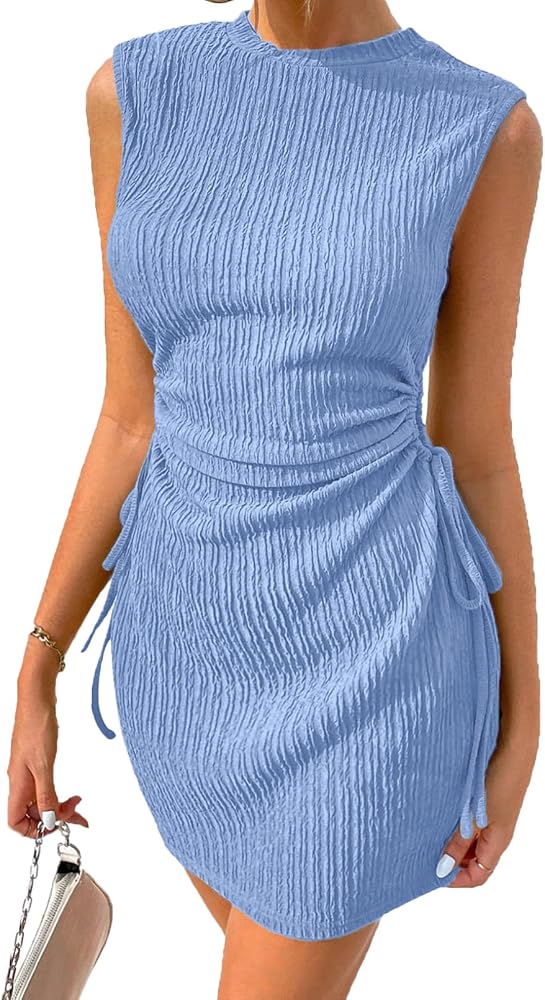 Blue Summer Beach Vacation Mini Dress