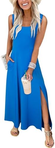Blue Summer Dresses for 2025 Casual Crew Neck Sleeveless