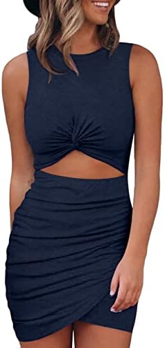 Blue Tank Dresses Cut Out Bodycon Mini Dress