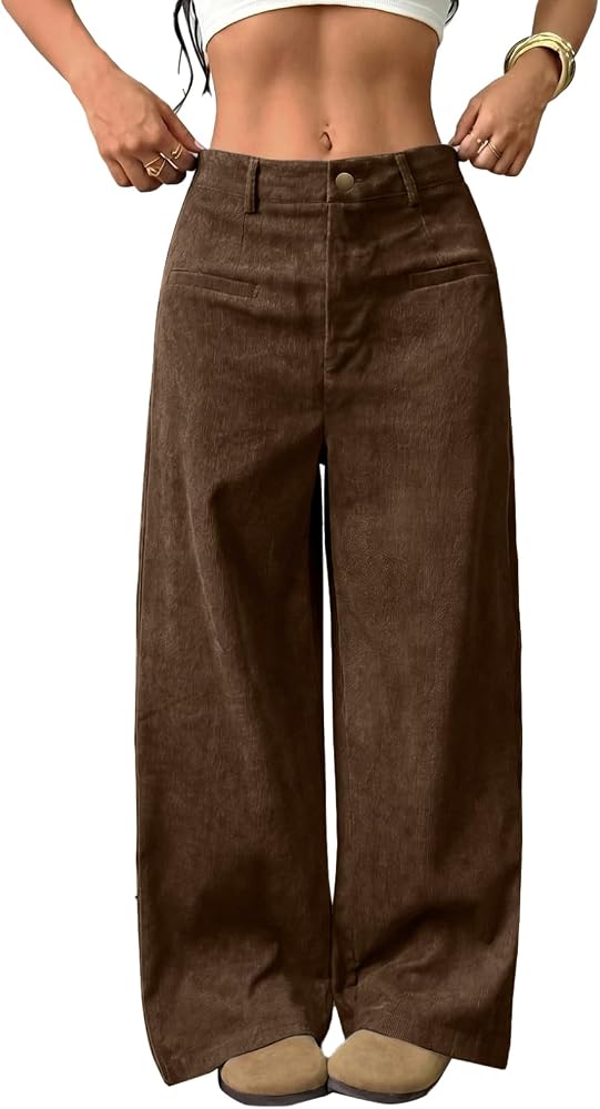 Brown Corduroy Pants with Pockets