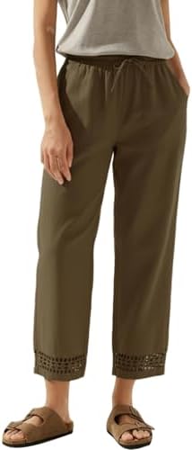 Brown Fashion 2026 Casual Linen Pants Lightweight Drawstring