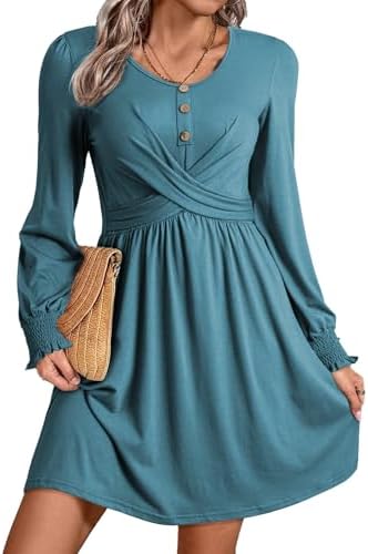 Canton Fall Dresses 2025 Beach Casual Long Sleeve Loose Sundress