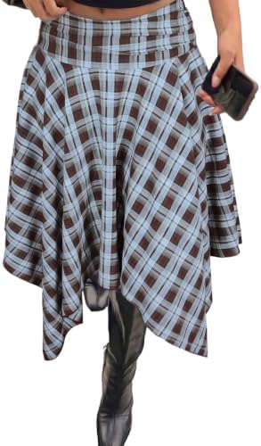 Coffee 's Plaid Midi Skirt