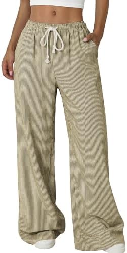 Coffee Striped Wide Leg Pants
