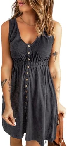 Dark Gray Juniors Fashion 2025 V Neck Sleeveless A Line Dresses