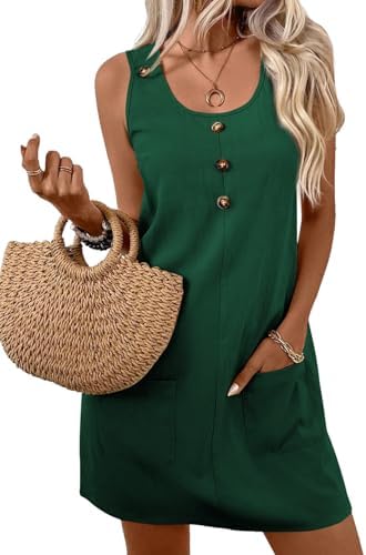 Dark Green Casual 2026 Summer Textured Sleeveless Mini Dress
