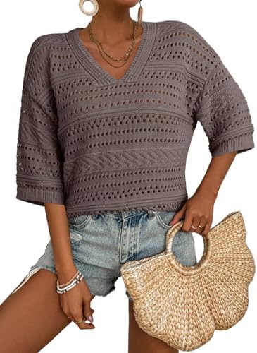 Goat Crochet Tops for Summer Short Sleeve Sweater