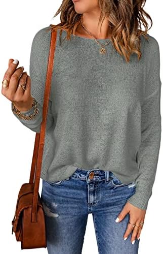 Gray Casual Summer Long Sleeve Crew Neck Lightweight Oversized
