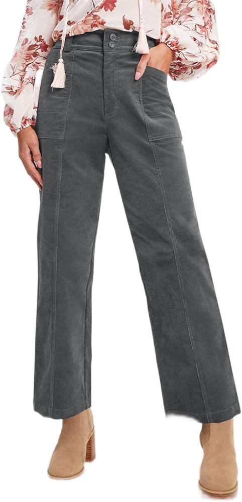 Gray Casual Winter Corduroy Pants Fashion 2024 Loose Straight Leg