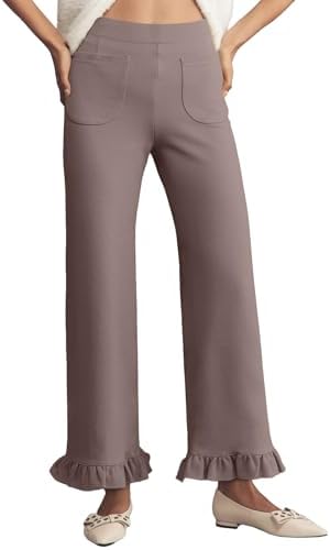 Gray 's Morn Gingham Pants Ruffle Cropped Trousers