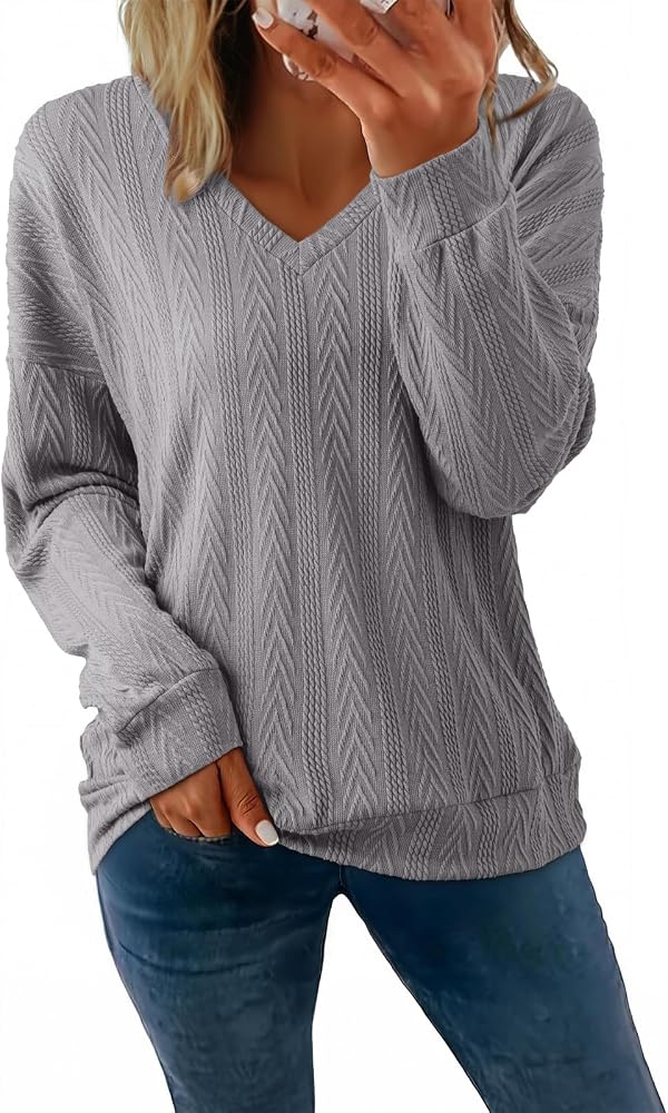 Gray Tops Long Sleeve Lightweight Shirts 2025 Fall Fashion
