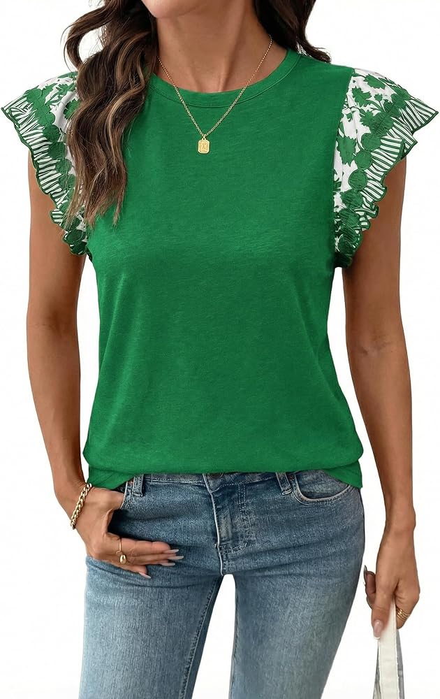 Green Boho Summer Tops