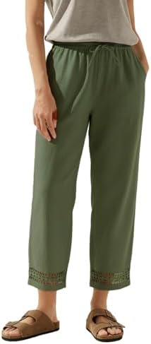 Green Casual Linen Pants Fall Fashion 2026 Lightweight Drawstring