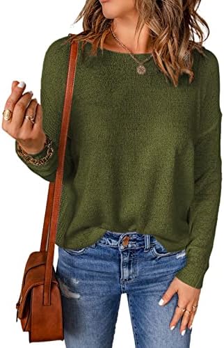 Green Casual Summer Long Sleeve Crew Neck Lightweight Oversized