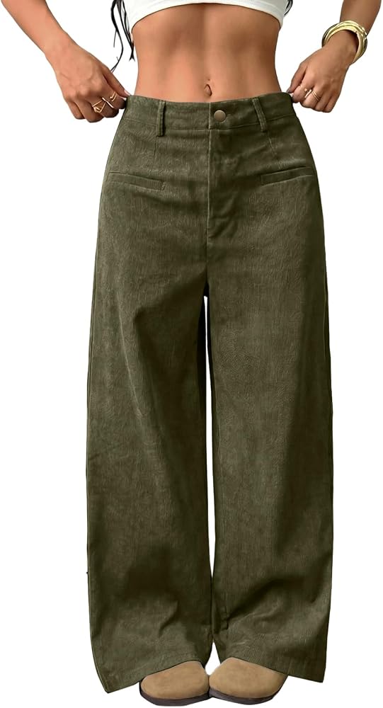 Green Corduroy Pants with Pockets