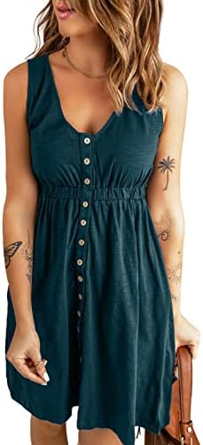 Green Juniors Fashion 2025 V Neck Sleeveless A Line Dresses