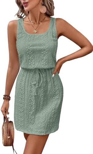 Green Spring Summer Tank Dresses for 2026 Hollow Out Textured