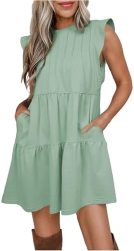 Green Summer Dresses 2025 Beach Casual Loose Sundress Short