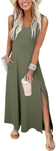 Green Summer Dresses for 2025 Casual Crew Neck Sleeveless