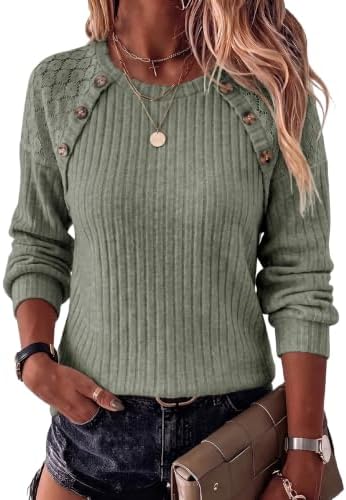 Green Sweaters Long Sleeve Shirts Fall Tops