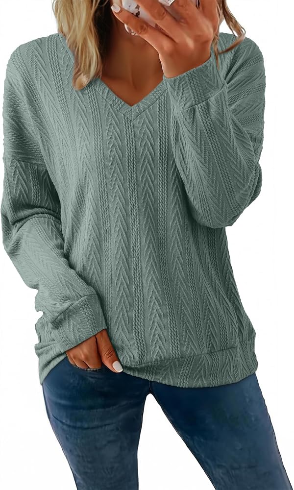 Green Tops Long Sleeve Lightweight Shirts 2025 Fall Fashion