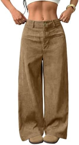 Khaki Corduroy Pants with Pockets