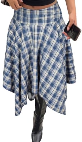 Light Blue 's Plaid Midi Skirt
