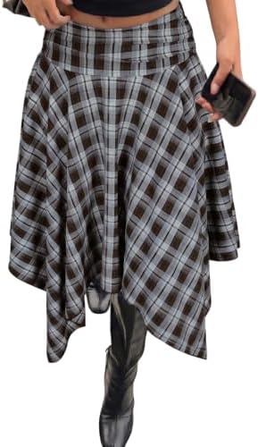 Multicolour 's Plaid Midi Skirt, Multicolor