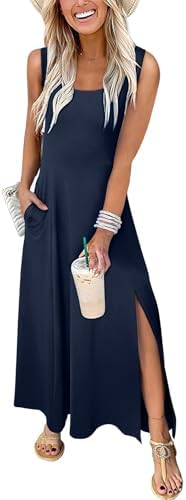 Navy Blue Summer Dresses for 2025 Casual Crew Neck Sleeveless