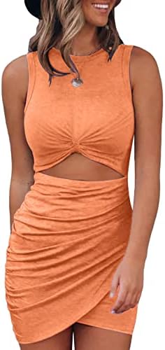 Orange Tank Dresses Cut Out Bodycon Mini Dress
