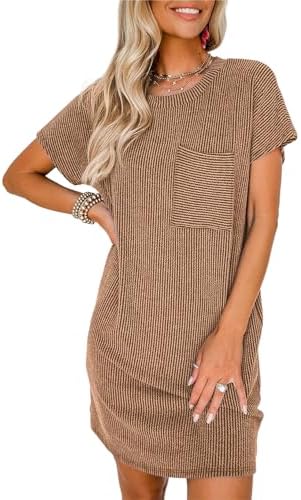 Red Casual Summer Dress 2026 Fashion Crewneck Short Sleeve Trendy