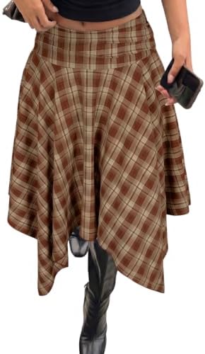 Red 's Plaid Midi Skirt