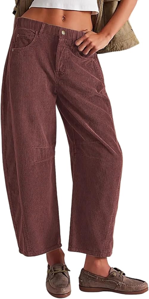 Red Woman Fall Corduroy Pants for Fashion Trendy 2024 Casual