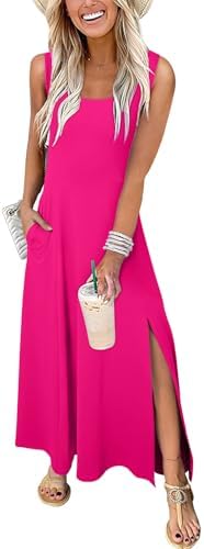 Rose Summer Dresses for 2025 Casual Crew Neck Sleeveless