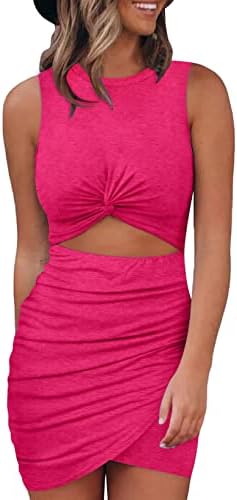 Rose Tank Dresses Cut Out Bodycon Mini Dress