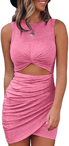 Rose Tank Dresses Cut Out Bodycon Mini Dress