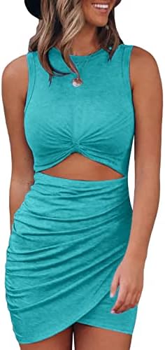 Sky Blue Tank Dresses Cut Out Bodycon Mini Dress