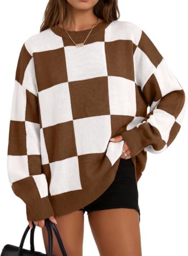 White Casual Fashion Spring 2026 Loose Checkered Sweaters Long