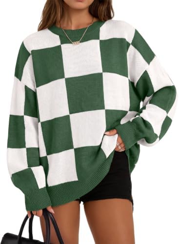 White Casual Fashion Spring 2026 Loose Checkered Sweaters Long