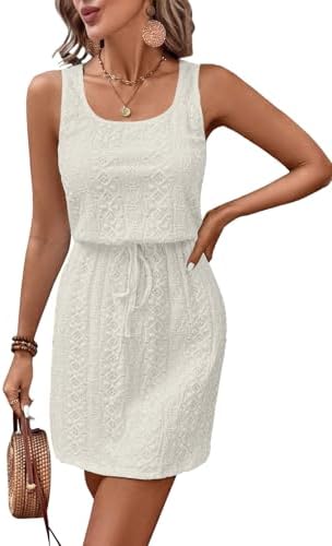 White Spring Summer Tank Dresses for 2026 Hollow Out Textured